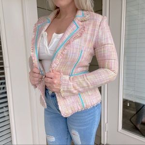 Vintage True Meaning Pastel Blazer - Multicolor w/ Blue Piping - Size Medium